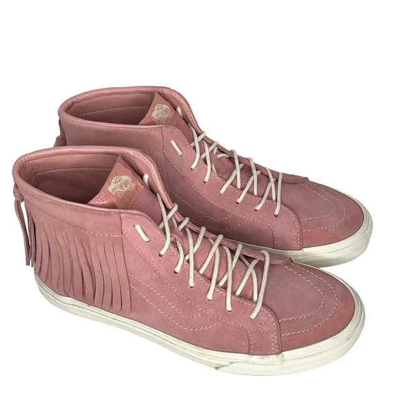 Vans Shoes Vans Pink Sk8 Hi Leather Suede Fringe Moc Hi Top